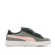 Baskets Gris Clair/Rose argentées fille Puma Smash v2 Glitz vue 2