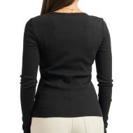 T-Shirt Manches Longues Noir Femme Calvin Klein Jeans Woven vue 2