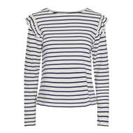 T-Shirt Rayure Marine/Blanc Femme Pieces Niana pas cher