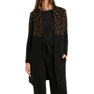 Gilet Noir/Marron Femme Morgan jacquard léopard pas cher