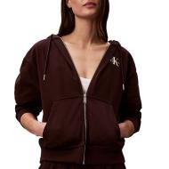 Sweat Zippé Marron Femme Calvin Klein Jeans Monologo French pas cher