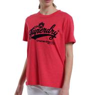 T-shirt Rouge Femme Superdry Vintage Script pas cher