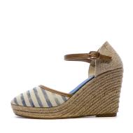 Sandales à talon Bleu rayures Femme Beppi Casual Wedge pas cher