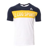 T-shirt Blanc/Marine/Jaune Homme Le Coq Sportif 2320593 pas cher