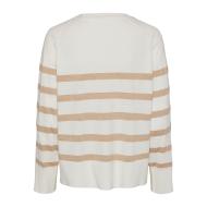 Pull Blanc/Doré à rayures Femme Pieces Sia vue 2