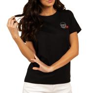 T-shirt Noir Femme Deeluxe Rose