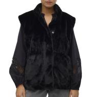 Gilet Fausse Fourrure Noir Femme Vero Moda Japoppy pas cher