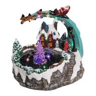 Village de Noël fontaine père Noël et traineau Atmosphera KALLA pas cher