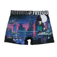 Boxer Noir/Blanc/Bleu à Imprimés Homme Freegun CIT pas cher