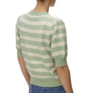 Pull Manches Courtes Vert/Beige Femme Vero Moda Doffy vue 2