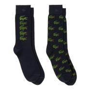 2x Paires de Chaussettes Marines/Vertes Homme Lacoste RA1513 pas cher