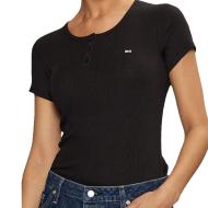 T-Shirt Noir Femme Tommy Hilfiger Slim Button