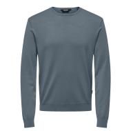Pull Bleu Gris Homme Only & Sons Life Crew Knit
