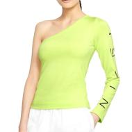 T-shirt asymétrique à manches longues Vert Fluo Femme Nike pas cher