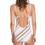 Maillot de bain 1 pièce Blanc à rayures Femme Roxy Printed Beach vue 2