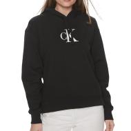 Sweat à Capuche Noir Femme Calvin Klein Jeans Satin pas cher