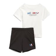 Ensemble Blanc/Noir Garçon Adidas Tee Set pas cher