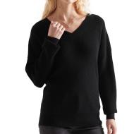Pull Noir Femme Superdry Wool Cashmere Ribeed Vee pas cher