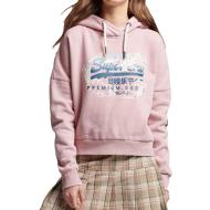 Sweat à capuche Rose Femme Superdry Narrative pas cher