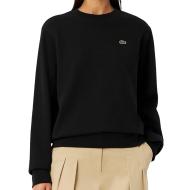 Sweat Noir Femme Lacoste Relaxed Fit Fleece Crew Neck pas cher