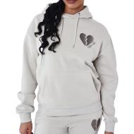 Sweat à Capuche Gris Clair Femme Project X Paris à Cœur Brise