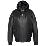 Blousons Noir Homme Schott Cuir Capuche pas cher