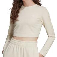 T-shirt manches longues Beige Femme Adidas Crop pas cher