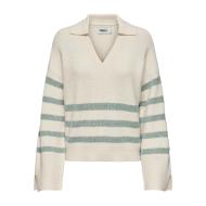 Pull Ecru/Vert à rayures Femme Only Monna