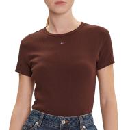 T-shirt Marron Femme Tommy Hilfiger Slim pas cher
