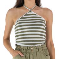 Top Blanc/Kaki Rayures Femme Only Emma