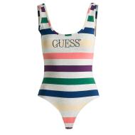 Body Gris Femme Guess Guess Logo Striped pas cher
