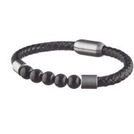 Bracelet Cuir Tréssé Noir Homme Geographical Norway SG-315004