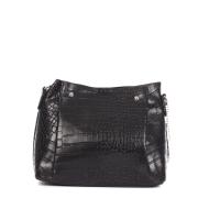 Sac à main Noir croco Femme Manoukian Shilo vue 2