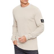 T-shirt Manches Longues Écru Homme Calvin Klein Jeans Badge