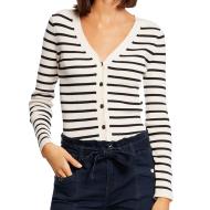 Gilet à rayures Noir/Ecru Femme Morgan Milia