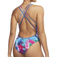 Maillot de bain 1 pièce Bleu/Rose Femme Nike Spiderback vue 2