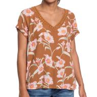 Top Marron à fleurs Femme Roxy New Break Evasion pas cher