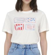 T-Shirt Blanc/Rouge/Bleu Femme JDY CDS pas cher