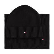 Coffret Bonnet + Echarpe Noir Homme Tommy Hilfiger Th Flag