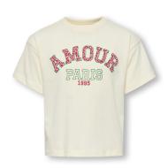 T-Shirt Écru/Rose Fille Kids ONLY Gjulitta Life pas cher