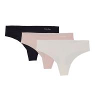 Lot de 3 Strings Rose/Noir Femme Calvin Klein Jeans Thong pas cher