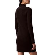 Robe Slim Noir Femme Calvin Klein Jeans Neck Mini Dress vue 2