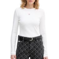 T-Shirt Manches Longues Blanc Femme Calvin Klein Jeans Label