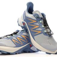 Chaussures de trail Bleu/Beige Femme Salomon Sagacross W vue 7