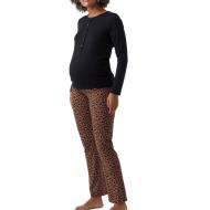 Pyjama de Grossesse Noir/Marron Femme Mamalicious Lia Leo pas cher