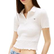 Polo Blanc Femme Tommy Hilfiger Smock pas cher