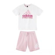Ensemble Blanc/Rose Fille Adidas IQ4089 pas cher