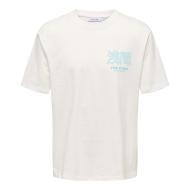 T-Shirt Blanc/Bleu Homme Only & Sons Mountain pas cher