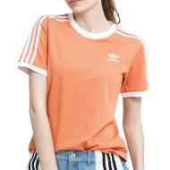 T-shirt Orange Femme Adidas 3 Stripes pas cher
