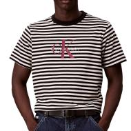 T-Shirt à Rayure Noir/Écru Homme Calvin Klein Jeans 20s Stripe pas cher